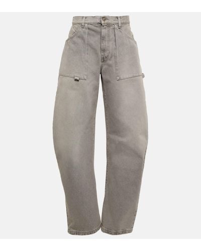 The Attico Effie High-rise Barrel-leg Jeans - Grey