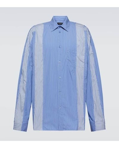 Balenciaga Camisa en mezcla de algodon a rayas - Azul
