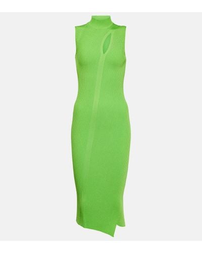 Versace Vestido midi de punto con cuello alto - Verde