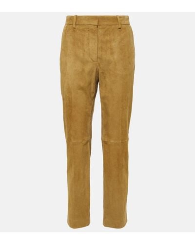 JOSEPH Coleman Suede Cropped Pants - Natural