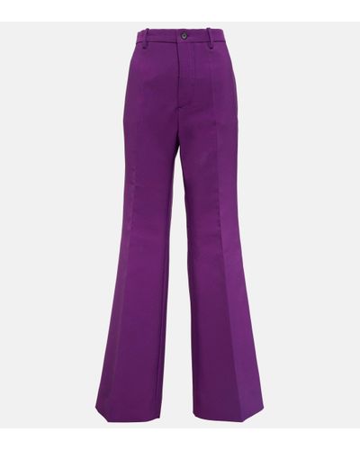 Plan C High-rise Cady Flared Trousers - Purple