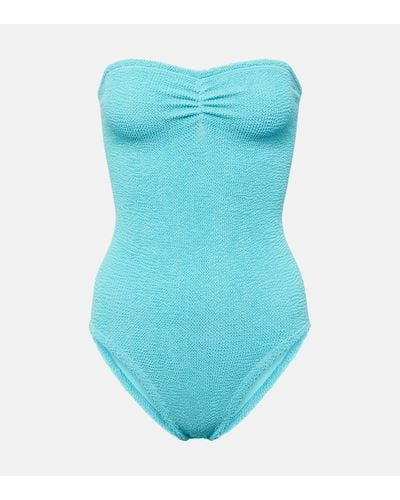 Hunza G Brooke Strapless Swimsuit - Blue