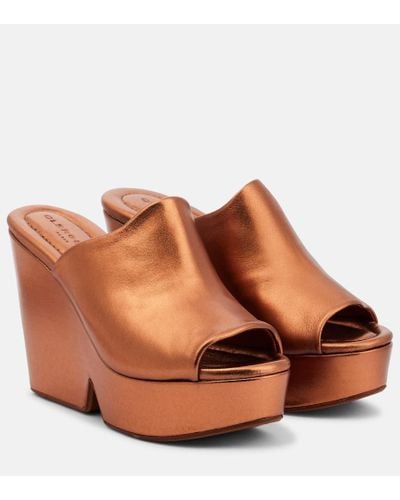 Robert Clergerie Mules Dolcy con plateau in pelle - Marrone