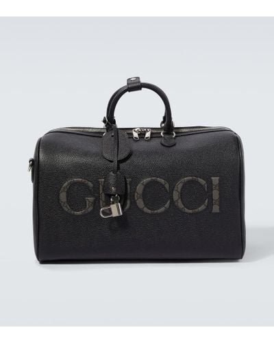 Gucci Medium Logo Leather Duffel Bag - Black