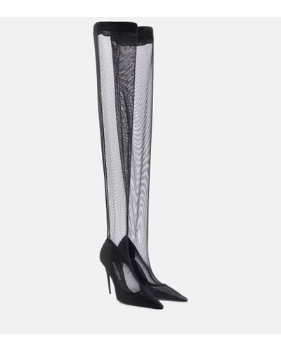 Dolce & Gabbana Tulle Over-the-knee Boots - Black