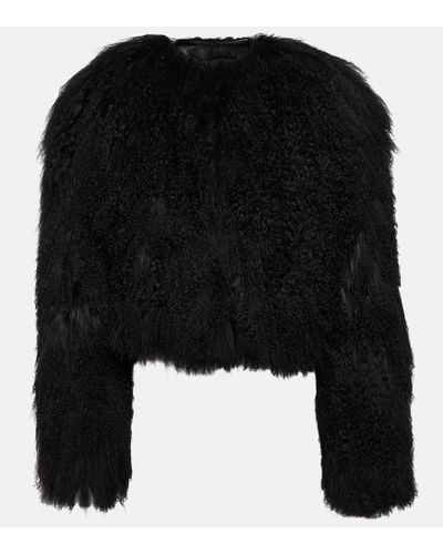 Alaïa Cropped Shearling Jacket - Black