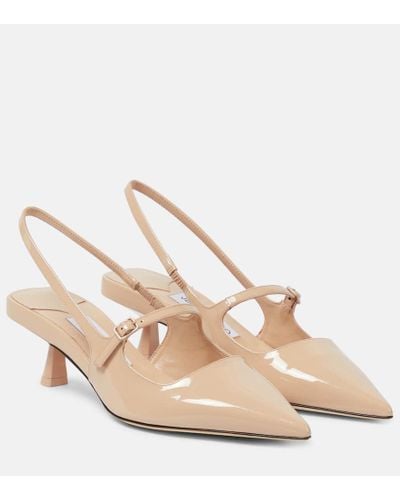 Jimmy Choo Didi 45 Patent Leather Slingback Pumps - Natural