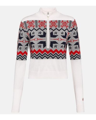 Perfect Moment Pullover Nordic in lana con mezza zip - Multicolore