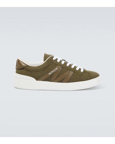 Moncler Monaco Suede And Leather Sneakers - Green
