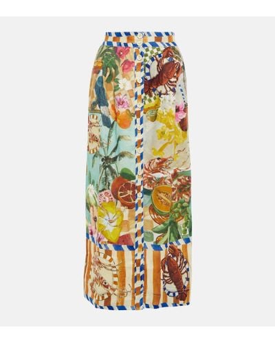 ALÉMAIS Falda larga Theo de lino estampada - Multicolor