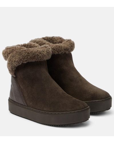 See By Chloé Stivaletti Juliet in suede con shearling - Marrone