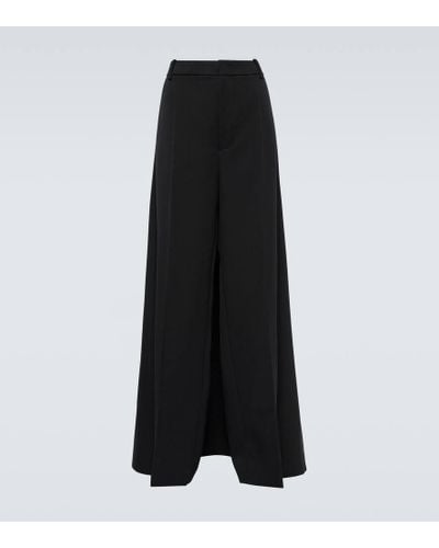 Valentino Wool Grisaille Wide-leg Pants - Black