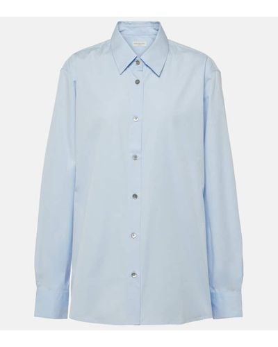 Dries Van Noten Camisa de popelin de algodon - Azul