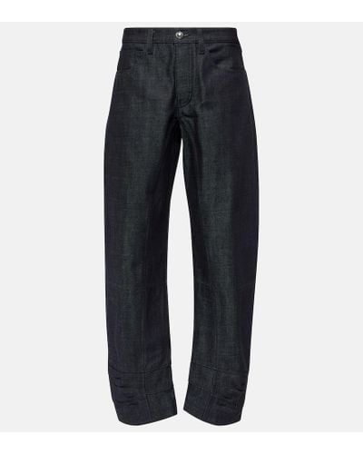 Jil Sander Jeans tapered cropped de tiro medio - Azul