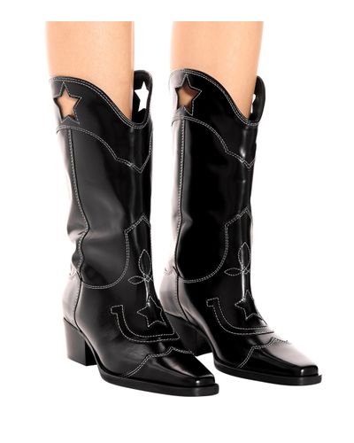 Botas cowboy High Texas de piel Ganni de Cuero de color Negro | Lyst