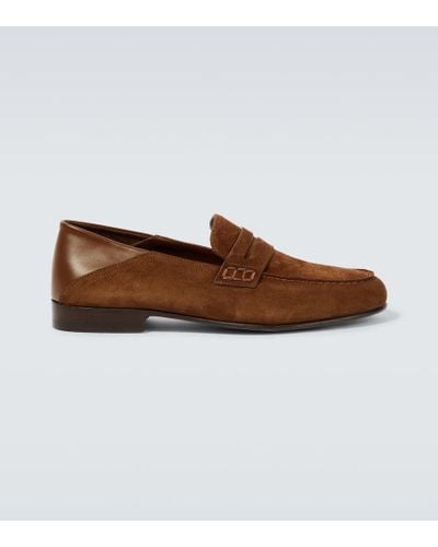 Manolo Blahnik Plymouth Suede Penny Loafers - Brown