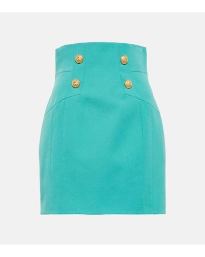 Balmain Wool Miniskirt - Blue