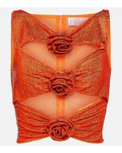 GIUSEPPE DI MORABITO Embellished Cutout Crop Top - Orange