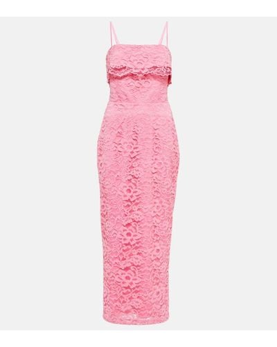 Rasario Layered Lace Midi Dress - Pink