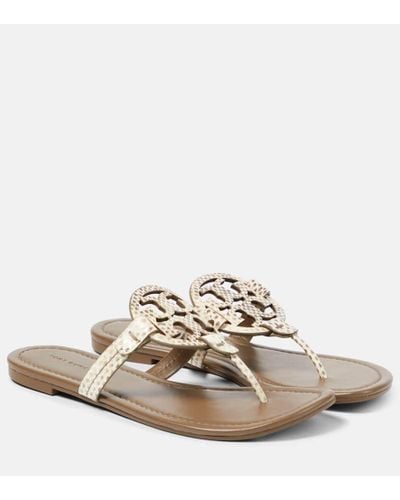 Tory Burch Miller Leather Thong Sandals - White