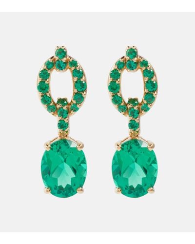 Nadine Aysoy Catena Drop 18kt Gold Earrings With Emeralds - Green