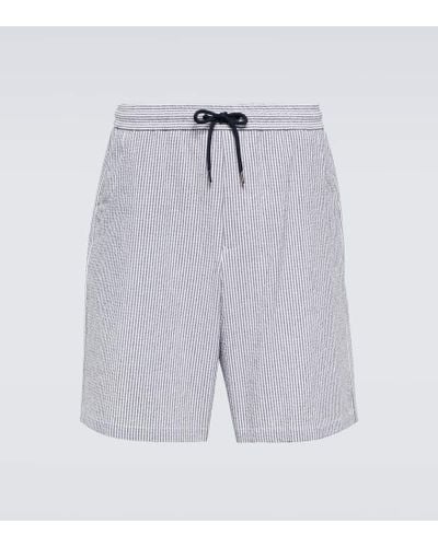Giorgio Armani Cotton-blend Striped Shorts - Blue