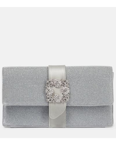 Manolo Blahnik Pochette Capri Glitter a ornements - Gris