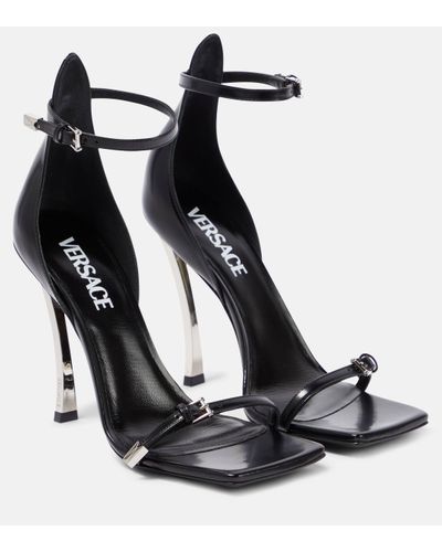 Versace Pin-point Leather Sandals - Black