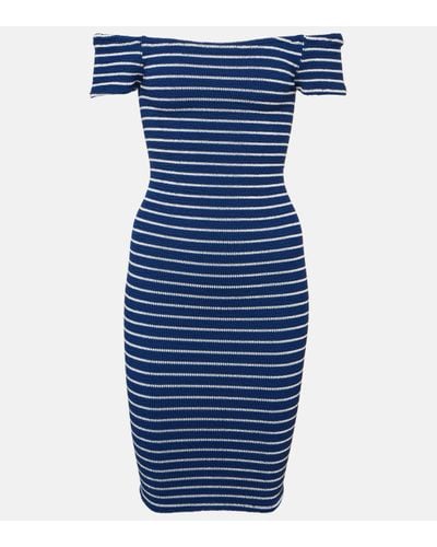 Hunza G Grace Striped Jersey Minidress - Blue