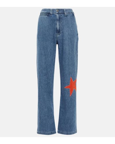 Marni Star-applique Wide-leg Jeans - Blue