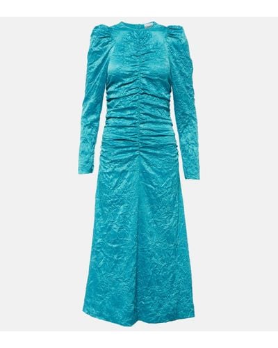 Ganni Robe midi en satin - Bleu