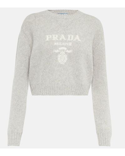 Prada Virgin Wool And Cashmere Cropped Jumper - White