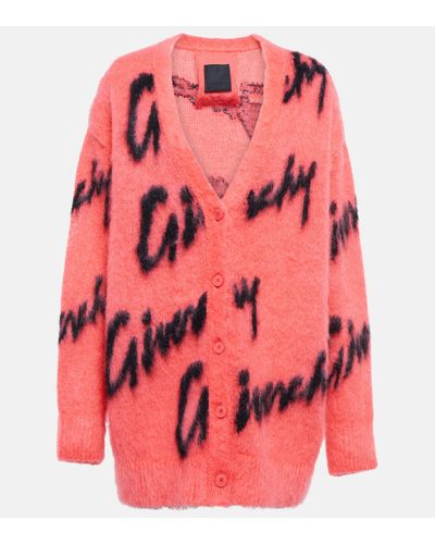 Givenchy Cardigan en laine et mohair melanges a logo - Rose