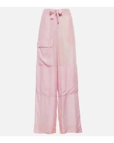Dries Van Noten Silk Wide-leg Pants - Pink