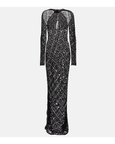 Coperni Sequin-embellished Crochet Maxi Dress - Black