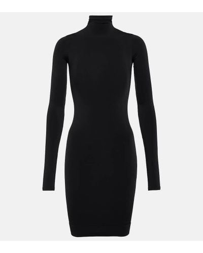 Balenciaga Mockneck Jersey Minidress - Black