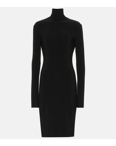 Norma Kamali Stretch Jersey Turtleneck Dress - Black