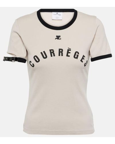 Courreges T-Shirt aus Baumwoll-Jersey - Natur