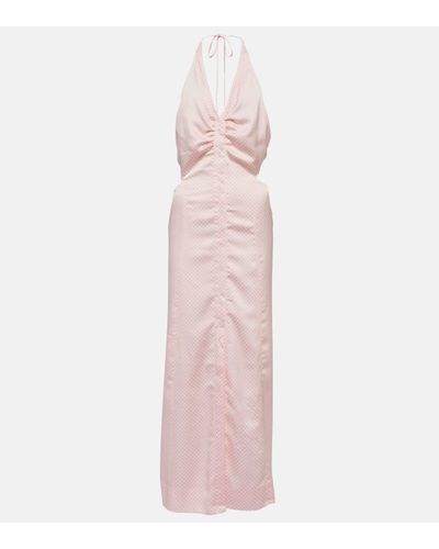 Ganni Gingham Halterneck Maxi Dress - Pink
