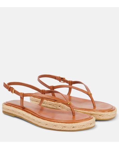 Tory Burch Leather Espadrille Sandals - Brown