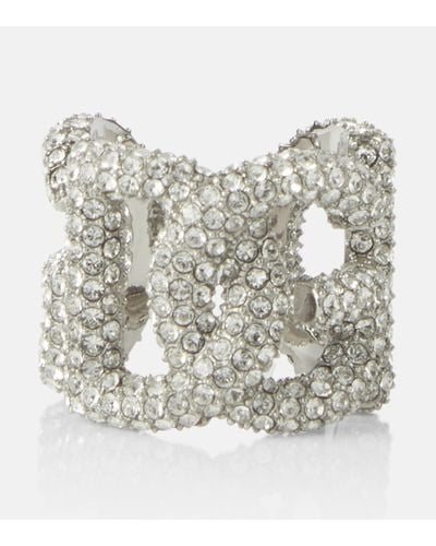Dolce & Gabbana Bague sertie de cristaux à logo - Métallisé