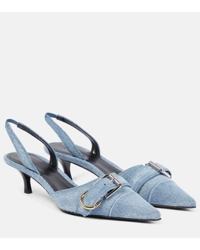 Givenchy Voyou Denim Slingback Court Shoes - Blue