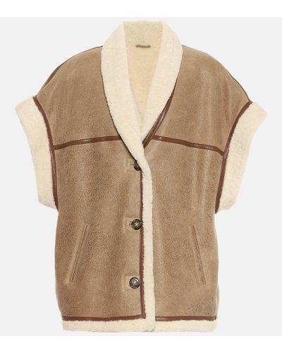 Isabel Marant Adelia Leather And Shearling Vest - Natural
