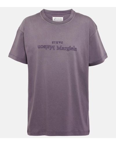 Maison Margiela T-shirt in jersey di cotone con logo - Viola