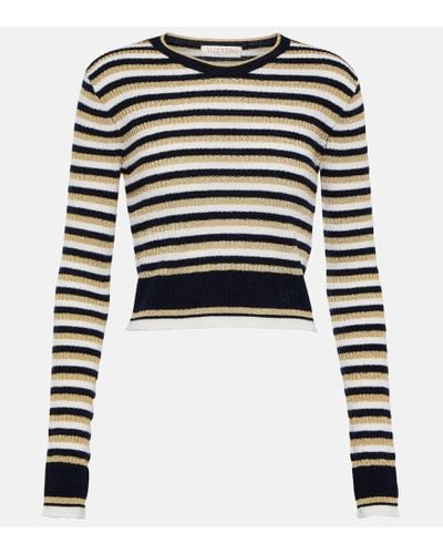 Valentino Striped Wool And Lurex® Sweater - Black