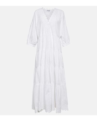 Juliet Dunn Embroidered Cotton Poplin Maxi Dress - White