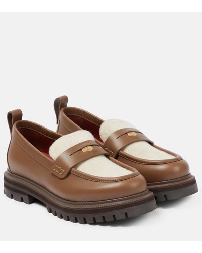 Loro Piana Lomond Leather Penny Loafers - Brown