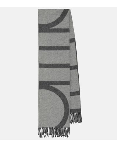 Totême Striped Wool Scarf - Grey