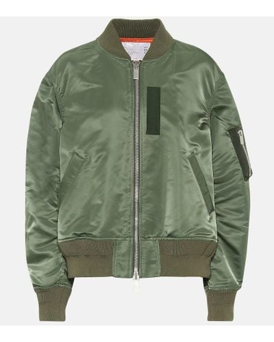 Sacai Stand-collar Relaxed-fit Shell Bomber Jacket - Green