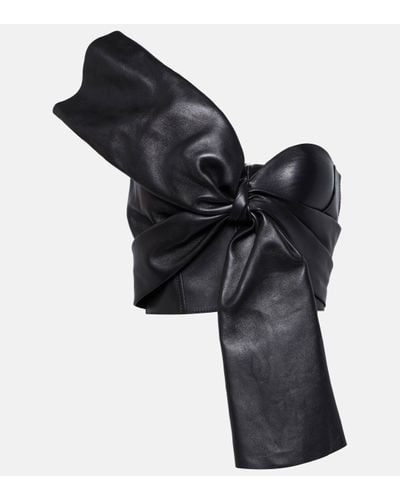 Alexander McQueen Bow-detail Leather Bustier - Black
